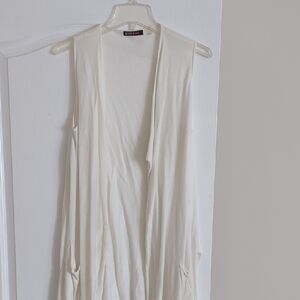 White Sleeveless Cardigan Vest